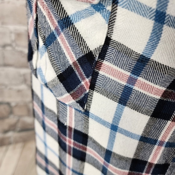 Rails x Free People Button  Front Plaid Shirt Rayon White Blues Pink Size XS - Picture 15 of 16